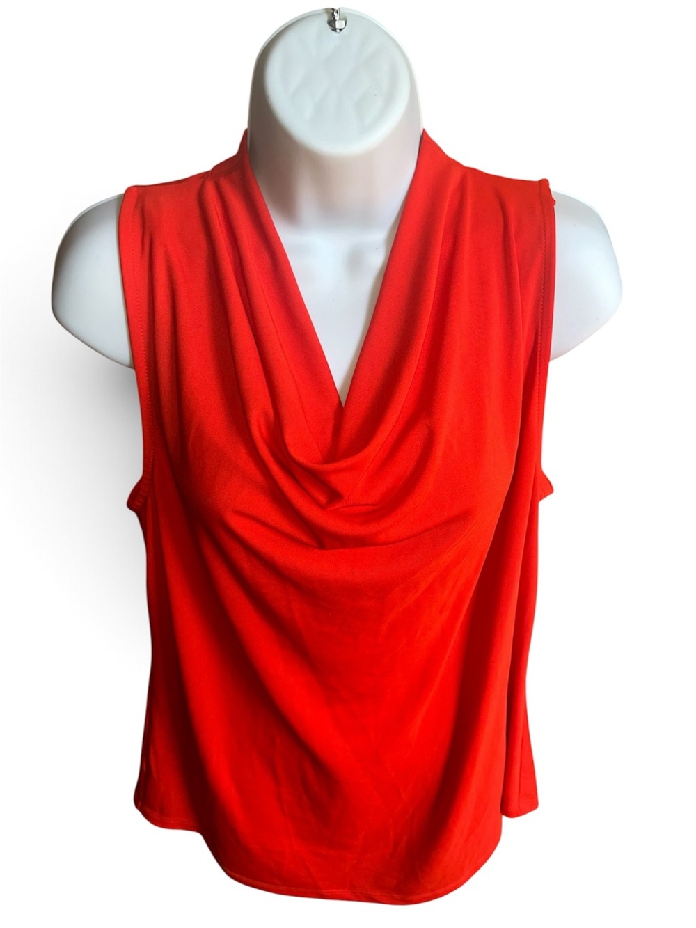 Ann Taylor Red Sleeve Cowl Neck Top Medium Stretch Jersey Knit Tank Blouse